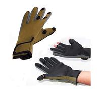 Men's Fishing Gloves,Outdoor Neoprene Angling Glove,3 Cut Finger Anti-slip Breathable Fishing Hunting Jungle Camouflage Camo Fishing Gloves