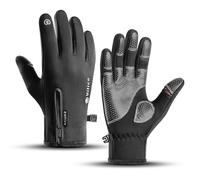 Men's Fishing Gloves Winter Outdoor Windproof Warm Waterproof Non-Slip Touchscreen Gloves (Black, M)