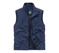 Men's Fishing Safari Utility Vest Lightweight Quick Dry Cargo Military Gilets Sleeveless Photography Hunting Camping Waistcoat Outdoor Travel Sleeveless Jacket with Pockets(A Dark Blue,XXL)