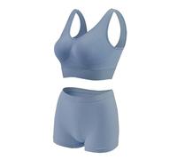 Men's Fitness Running Yoga Vest Without Edges Large Size Breathable Sports Bra Set Women's Pyjamas, blue, M