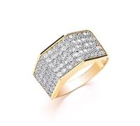 Mens Five Row Gemstone Ring, Yellow Gold, 9ct Gold, Hallmarked, British Made, High Polish (S)