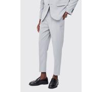 Men's Fixed Waist Pleat Front Tapered Tailored Trousers | Grey | Size 32 | BOOHOOMAN