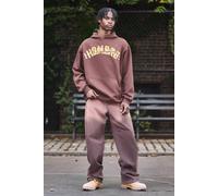 Men's Fixed Waist Relaxed Raw Hem Washed Trouser | Brown | Size 30 | BOOHOOMAN
