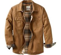 Mens Flannel Lined Waxed Cotton Shirt Jacket, Barley, X-Large