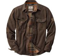 Mens Flannel Lined Waxed Cotton Shirt Jacket, Tobacco, Medium