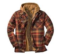 Mens Flannel Shirt Sherpa Fleece Winter Jackets Long Sleeve Padded Thermal Lumberjack Jacket Multipocket Quilted Button down Windbreak Insulated Work Outerwear for Outing, Vacation, Travel