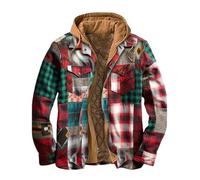 Mens Flannel Shirt Sherpa Fleece Winter Jackets Long Sleeve Padded Thermal Lumberjack Jacket Multipocket Quilted Button down Windbreak Insulated Work Outerwear for Outing, Vacation, Travel