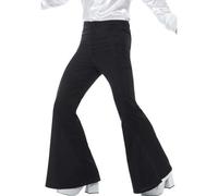Smiffys Flared Trousers, Mens, Black , 1960's Groovy Fancy Dress, 1960s Dress Up Costumes