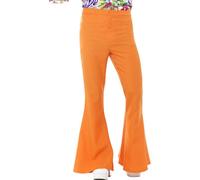 Smiffys Flared Trousers, Mens, Orange , 1960's Groovy Fancy Dress, 1960s Dress Up Costumes