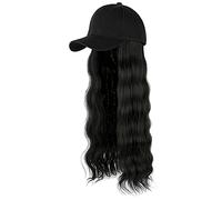 Men's Flat Cap Adjustable Hair Hairstyle Attached Long Wave Hat Baseball Hair Curl Wig, a, One Size