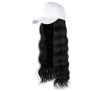 Men's Flat Cap Adjustable Hair Hairstyle Attached Long Wave Hat Baseball Hair Curl Wig, d, One Size