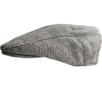Men's Flat Cap Herringbone Tweed Satin Quilted Lining Warm Wool Blend Classic Stylish Timeless Winter Hat (UK, Alpha, S, Brown)