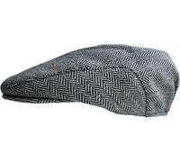 Men's Flat Cap Herringbone Tweed Satin Quilted Lining Warm Wool Blend Classic Stylish Timeless Winter Hat (UK, Alpha, XS, Black)