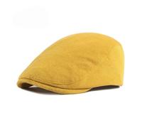 Mens Flat Cap Spring Autumn Berets Hat Men Knitting Visor Cap Casual Fashion Women Beret Solid Yellow Blue Peaked Flat Cap Duckbill Hat(Yellow)
