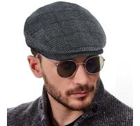 Mens Flat Cap with Ear Flaps, Adjustable Flat Caps for Men UK Driving Cabbie Hat Newsboy Cap Harris Tweed Flat Duckbill Cap Grandad Dad Irish Beret Gatsby Hat for Spring, Autumn, Winter(55-59cm)