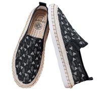 Men's Flat Espadrilles,Men's Slip On Casual Flat Espadrilles,Mens Canvas Slip Ons Pumps,Shock Absorbing,Easy to Put On and Take Off,for Beach Or After Get Off Work and Entertainment Black