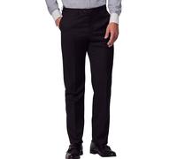 Men's Flat-Front Dress Pants with Hidden Expandable Waistband, Wrinkle-Free Stretch Suit Slacks for Men - Classic Fit, Black, 46W x 32L