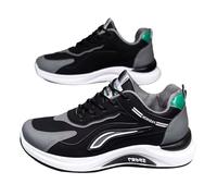 Men's Flat Sole Trainers Non-Slip Running Shoes Lightweight, gray, 8 UK