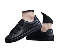 Men'S Flats Shoes Casual Low-Top Leather Shoes Hook & Loop Strap Comfortable Durability Trainers Slip-Resistant Walking Sneaker Shallow Mouth Slip-On Sneakers Zero-Drop Leisure Trainer For Work Daily