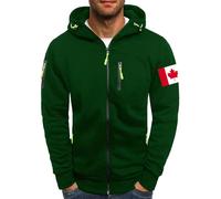 Mens Fleece Full Zip Long Sleeve Sports Oversize Sweatshirt Fashion Soft Drawstring Cotton Hoodies Lightweight Full-Zip Casual Hooded Jogger Baggy with Pockets Comfortable Tunics Coat Green