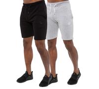 Mens Fleece Gym Shorts | Enzo Designer Menswear 2 Pack - Blk/Grey / 2XL