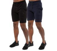 Mens Fleece Gym Shorts | Enzo Designer Menswear 2 Pack - Blk/Navy / 2XL