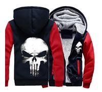Men's Fleece Hoodie Anti heros Punisher Print Jackets Coats Winter Warm Zipper Hooded Tops Windproof Long Sleeve Sweater Sweatshirt for Man Teen,D-Aldult 3XL