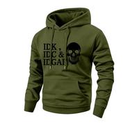 Men's Fleece Hoodie IDK IDC IDGAF Graphic Pullover,Army Green L