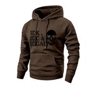 Men's Fleece Hoodie IDK IDC IDGAF Graphic Pullover,Coffee S