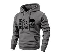 Men's Fleece Hoodie IDK IDC IDGAF Graphic Pullover,Gray M