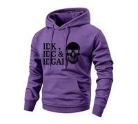 Men's Fleece Hoodie IDK IDC IDGAF Graphic Pullover,Purple L