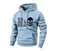 Men's Fleece Hoodie IDK IDC IDGAF Graphic Pullover,Sky Blue XXXL