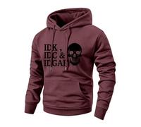 Men's Fleece Hoodie IDK IDC IDGAF Graphic Pullover,Wine M