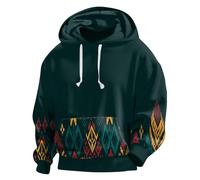 Men's Fleece Hoodie Western Aztec Hooded Sweatshirts Long Sleeve Graphic Hoodies with Pocket Relaxed Fit Ethnic Printed Designer Jumpers Drop Shoulder Warm Pullover for Men