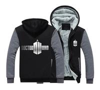 Men's Fleece Hoodies for Doctor Who Autumn Winter Coats Warm Thick Pullover Full Zip Sweatshirt Hooded Jackets Long Sleeve Outerwear Tops-C||M