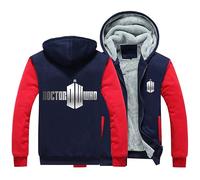 Men's Fleece Hoodies for Doctor Who Autumn Winter Coats Warm Thick Pullover Full Zip Sweatshirt Hooded Jackets Long Sleeve Outerwear Tops-A||M