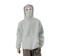Men'S Fleece Hoodies Windproof Double Hood Sweatshirt Full Zip Workout Streetwear Warm Loose Fit Sports Tops Ninja Hoodie Vintage Y2K Sweatshirt Solid Color Jumper Long Sleeve Work Jumpers