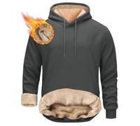 Men's Fleece Jacket With Hood - Sherpa Hoodie Long Sleeve Windproof Warm Thick Coat Sweatshirt Pullover Casual Drawstring Hoody Top