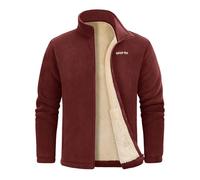 Mens Fleece Jacket With Pocket Inside Stand Collar Winter Full Zip Thick Warm Comfortable Work Sports Sweatshirt