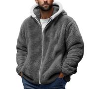 Men's Fleece Jackets Full Zip Fleecing Lined Hoodie Warm Winter Coats for Men Fluffy Sherpa Parka Jacket Outdoor Thermal Cardigans Jacket Sweatshirt Street Casual Ski Outerwear