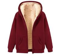 Mens Fleece Jackets Full Zip, Hoodies for Men UK Casual Zip Up Hoodie with Hood Winter Sherpa Fleece Jackets Men Fleece Hoodie Long Sleeve Windproof Warm Tops Thick Coats with Pockets Outerwear Wine