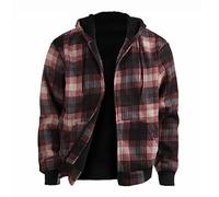 Mens Fleece Jackets Full Zip Men's Softshell Fleece Lined Hoodies Full Zip Checked Cardigans Jacket Vintage Casual Sherpa Hooded Thick Cashmere Coat Winter Outerwear Heavy Viking Sweatshirts Brown