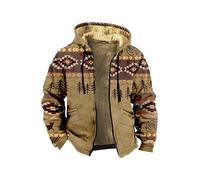 Men's Fleece Jackets Western Tribal Aztec 3D Printed Full Zip Hoodie Vintage Hooded Sweatshirt Warm Thick Coats