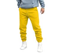 Men's Fleece Jogger Pants Tracksuit Bottoms Lightweight Active Basic Workout Athletic Track Pants Cinch Bottom Gym Running Sweatpants Drawstring Activewear Trousers with Pockets Yellow