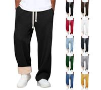 Men's Fleece Joggers Warm Jogging Bottoms Sherpa Lined Sweatpants Drawstring Elasticated Waist Tracksuit Bottoms with Pocket Soft Winter Plush Trousers Solid Color Casual Pants Black
