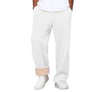 Men's Fleece Joggers Warm Jogging Bottoms Sherpa Lined Sweatpants Drawstring Elasticated Waist Tracksuit Bottoms with Pocket Soft Winter Plush Trousers Solid Color Casual Pants White