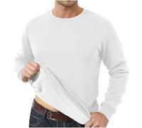 Mens Fleece Jumpers Crew-neck Fleece Lined Sweatshirts Thermal Winter Warm Pullover Sweater Sherpa Fluffy Long Sleeve Shirts Loose Blouses Plain Casual Underwear Tops Thick Fuzzy Sweatshirt UK