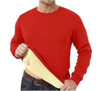 Mens Fleece Jumpers Crew-neck Fleece Lined Sweatshirts Thermal Winter Warm Pullover Sweater Sherpa Fluffy Long Sleeve Shirts Loose Blouses Plain Casual Underwear Tops Thick Fuzzy Sweatshirt UK