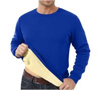 Mens Fleece Jumpers Fleece Lined Sweatshirts Thermal Winter Warm Pullover Sherpa Sweater Long Sleeve Plain Casual Crew Neck Workwear Thick Gym Fuzzy Fluffy Sweatshirt UK Sale Clearance