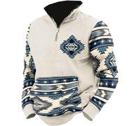 Mens Fleece Jumpers,Work Jumpers Mens 1/4 Zip Retro Prints Hooded Sweatshirt Patchwork Cargo Pullover Sweater Tops Winter Gym Sports Outfits Hoody Essentials Hoodies with Multi Pockets